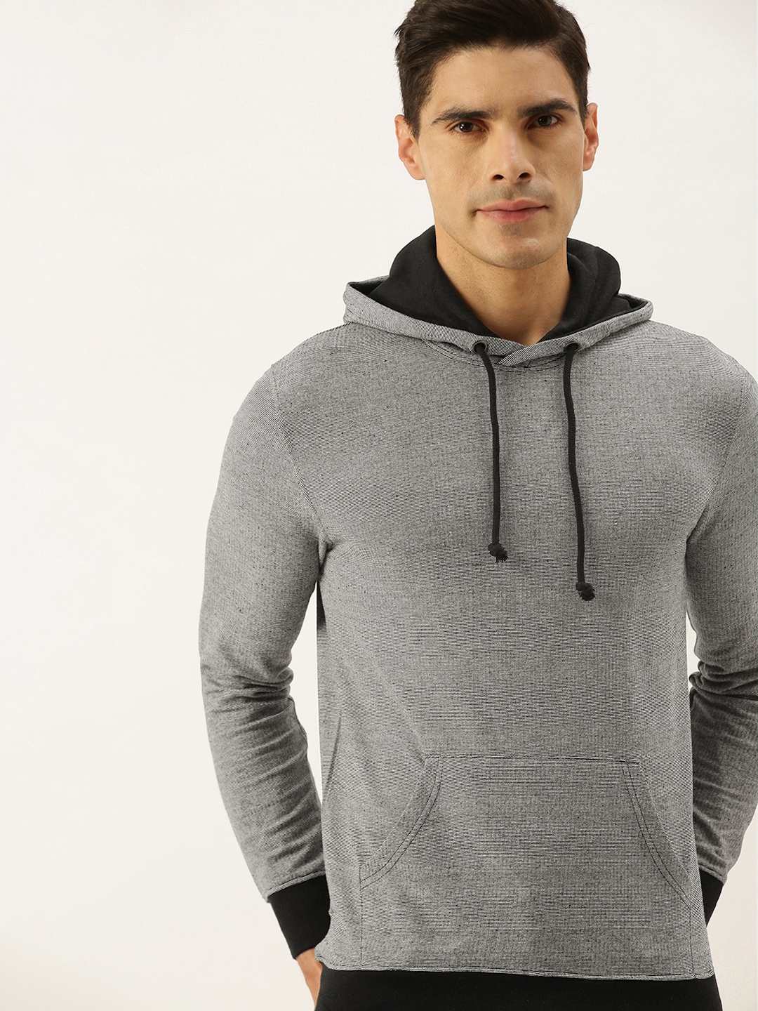 

ARISE Men Grey Pure Cotton Hooded Sweatshirt