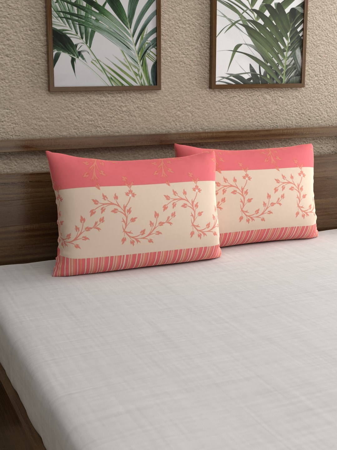 

Dreamscape Set Of 2 Peach Cotton 144TC Pillow Covers