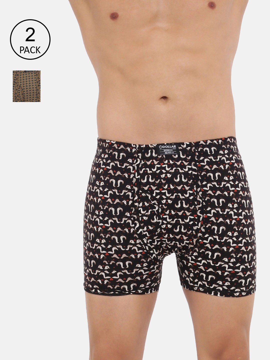 

Dollar Bigboss Men Printed Pack of 2 Soft Combed Cotton Trunk MBTR-10-CRAZYLONG-PO2-CO2, Assorted