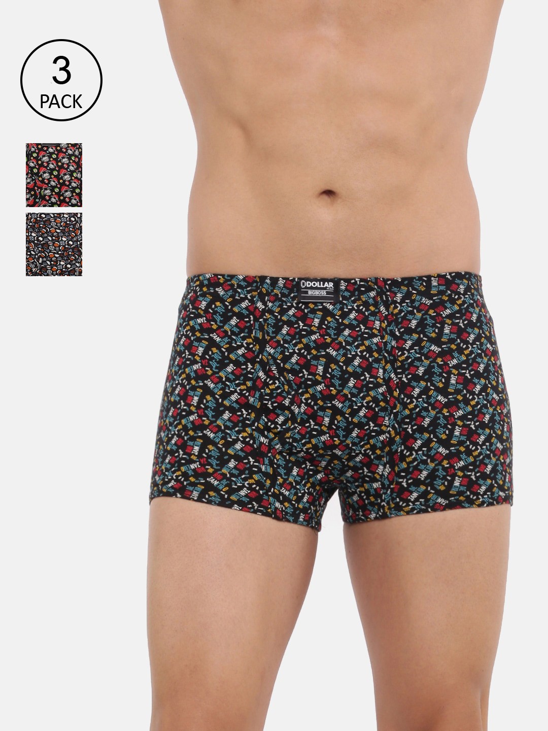 

Dollar Bigboss Men's Printed Pack of 3 Soft Combed Cotton Trunk MBTR-09, Assorted