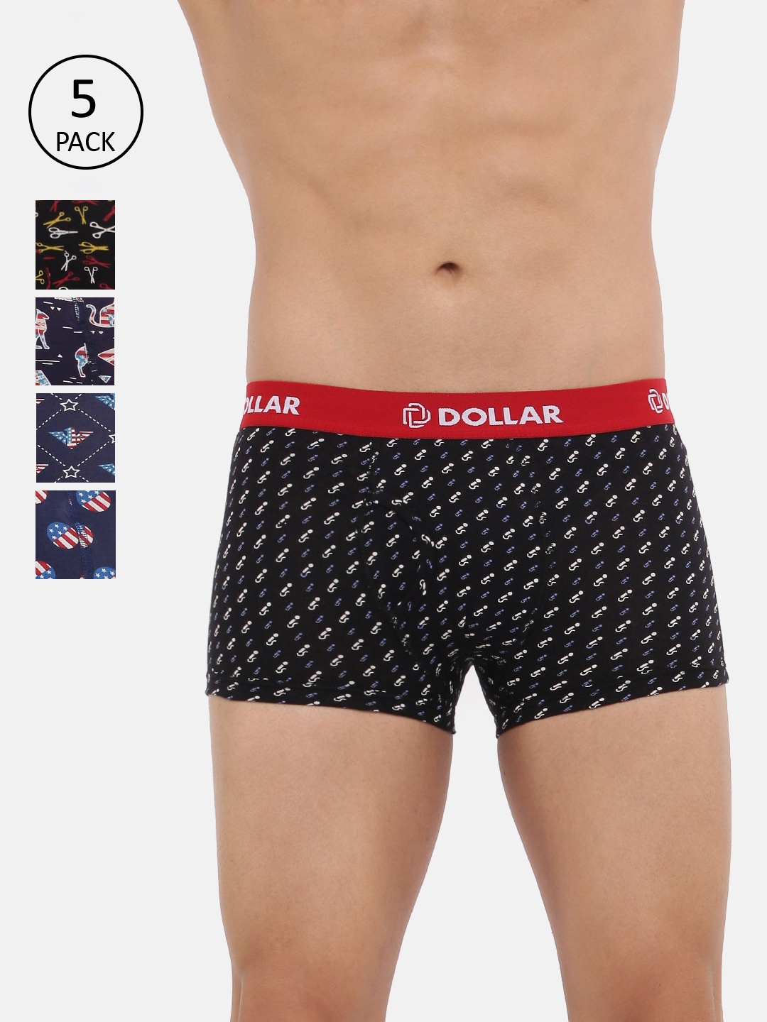 

Dollar Bigboss Men Assorted Pack of 5 Combed Cotton Trunks MBTR-15-MODERNTRNK-PO5