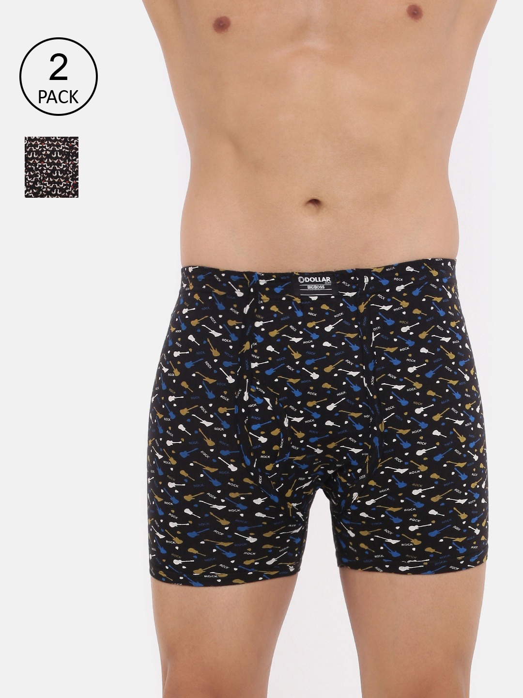 

Dollar Bigboss Men Printed Pack of 2 Soft Combed Cotton Trunk, Assorted