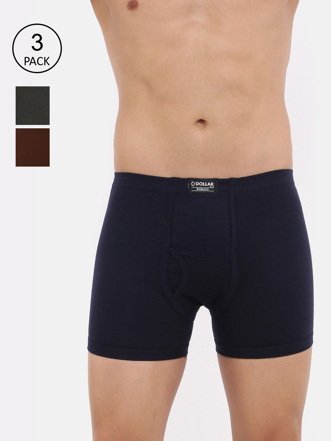 

Dollar Bigboss Men Pack Of 3 Assorted Plush-Backed Waistband Trunks MBTR-02-BOXER-PO3-CO3