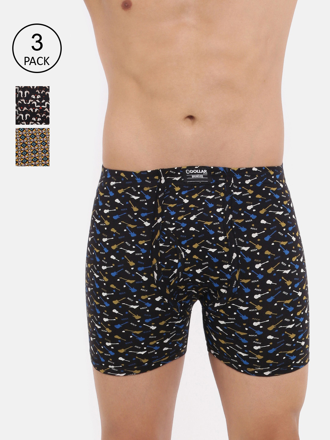 

Dollar Bigboss Men Pack of 3 Printed Soft Combed Cotton Trunks MBTR-10-CRAZYLONG-PO3-CO2, Assorted