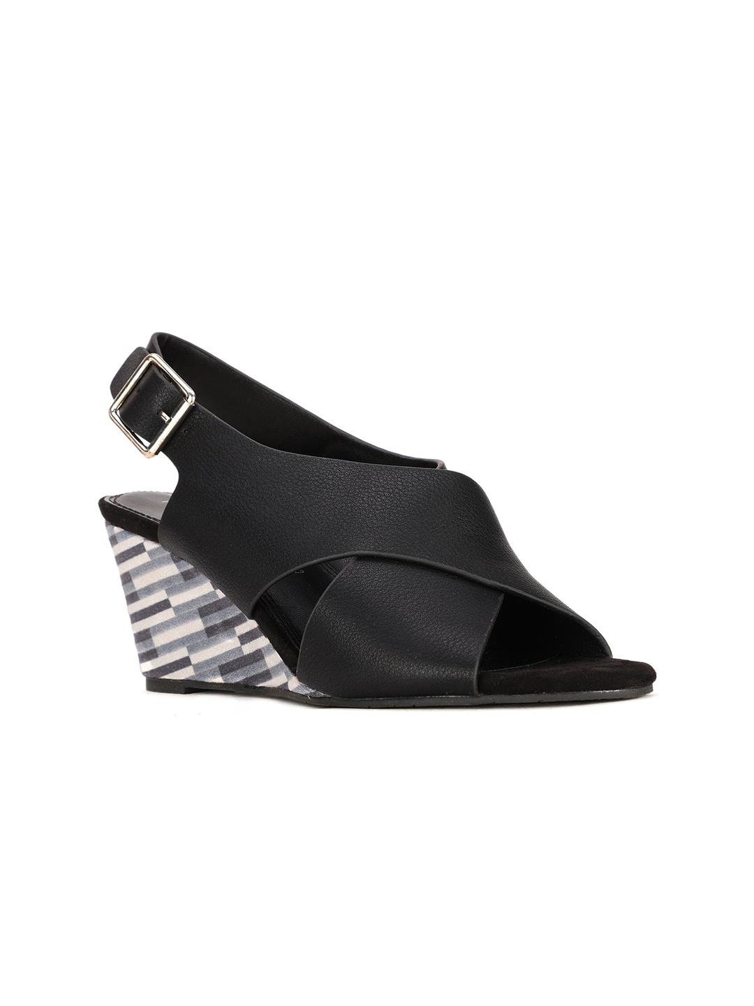 

Marie Claire Black PU Party Wedge Peep Toes