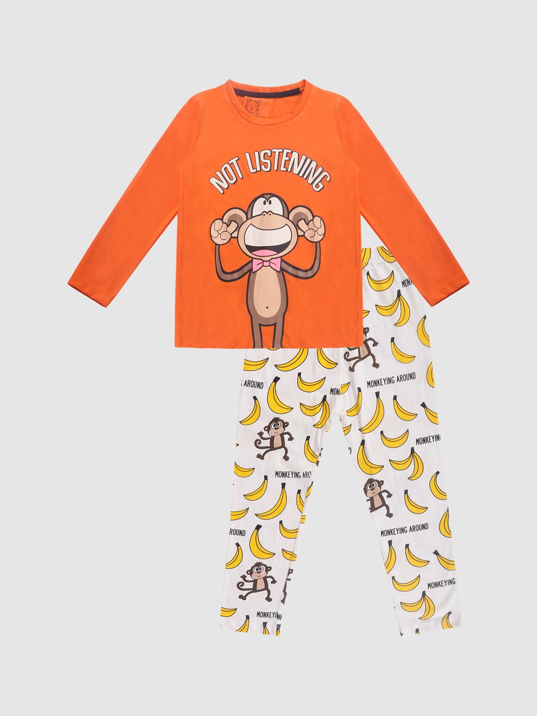 

Lazy Shark Boys Orange & Yellow Printed Night suit