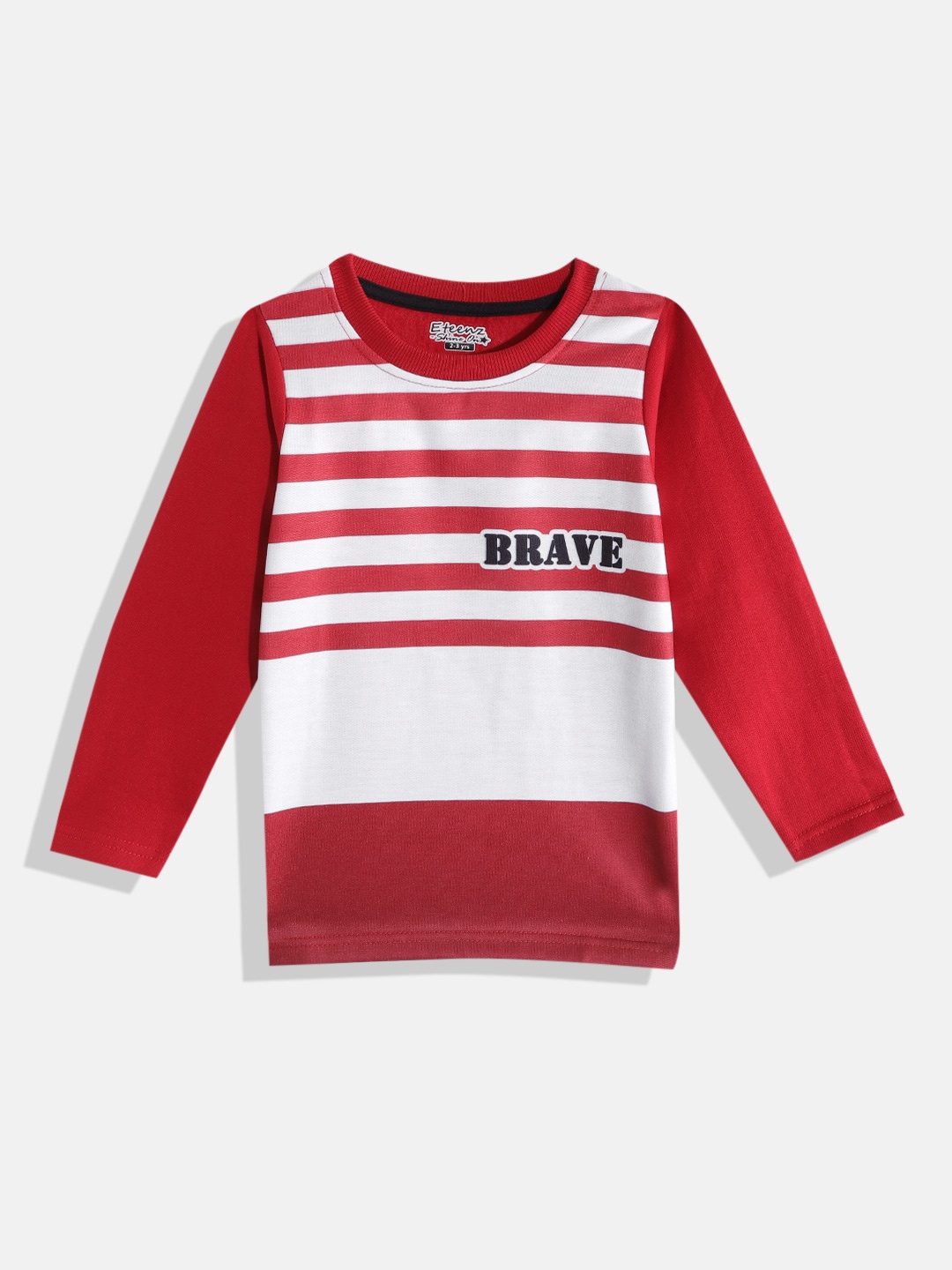 

Eteenz Boys Red & White Striped Pure Cotton Sweatshirt