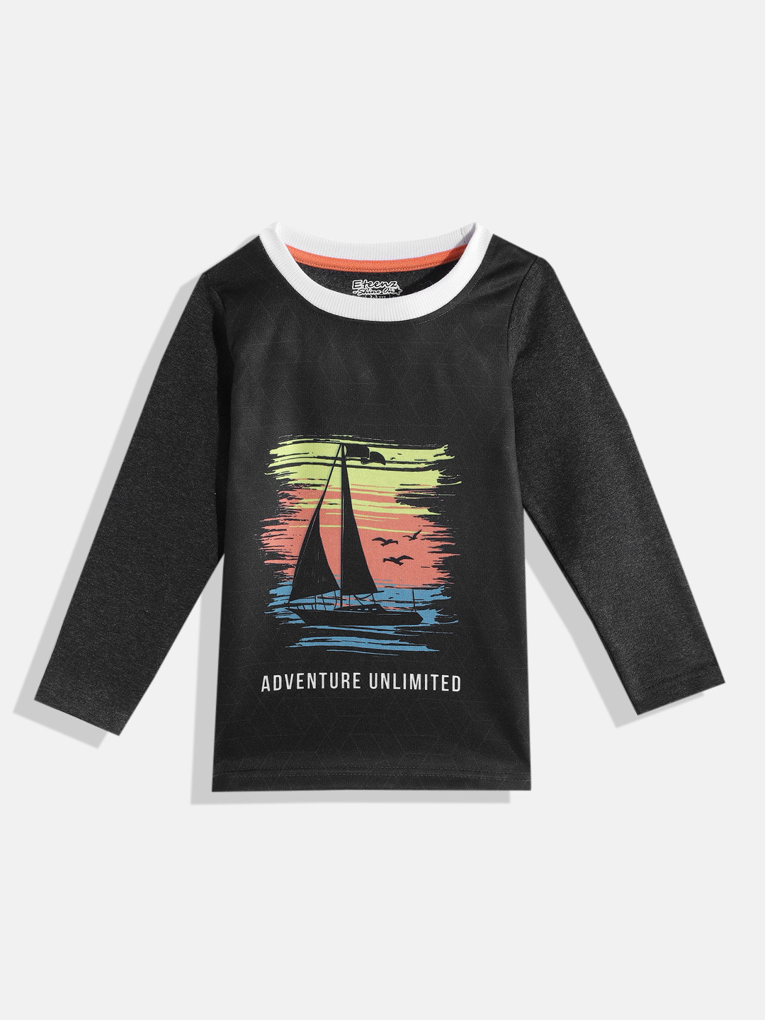 

Eteenz Boys Black & Orange Graphic Printed Pure Cotton Sweatshirt