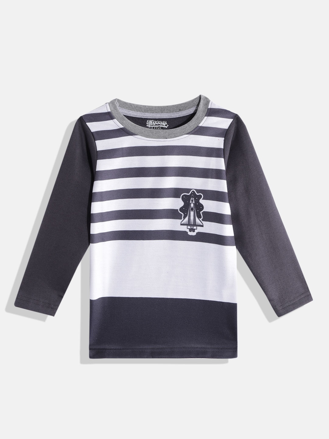 

Eteenz Boys Charcoal Grey & White Striped Pure Cotton Sweatshirt