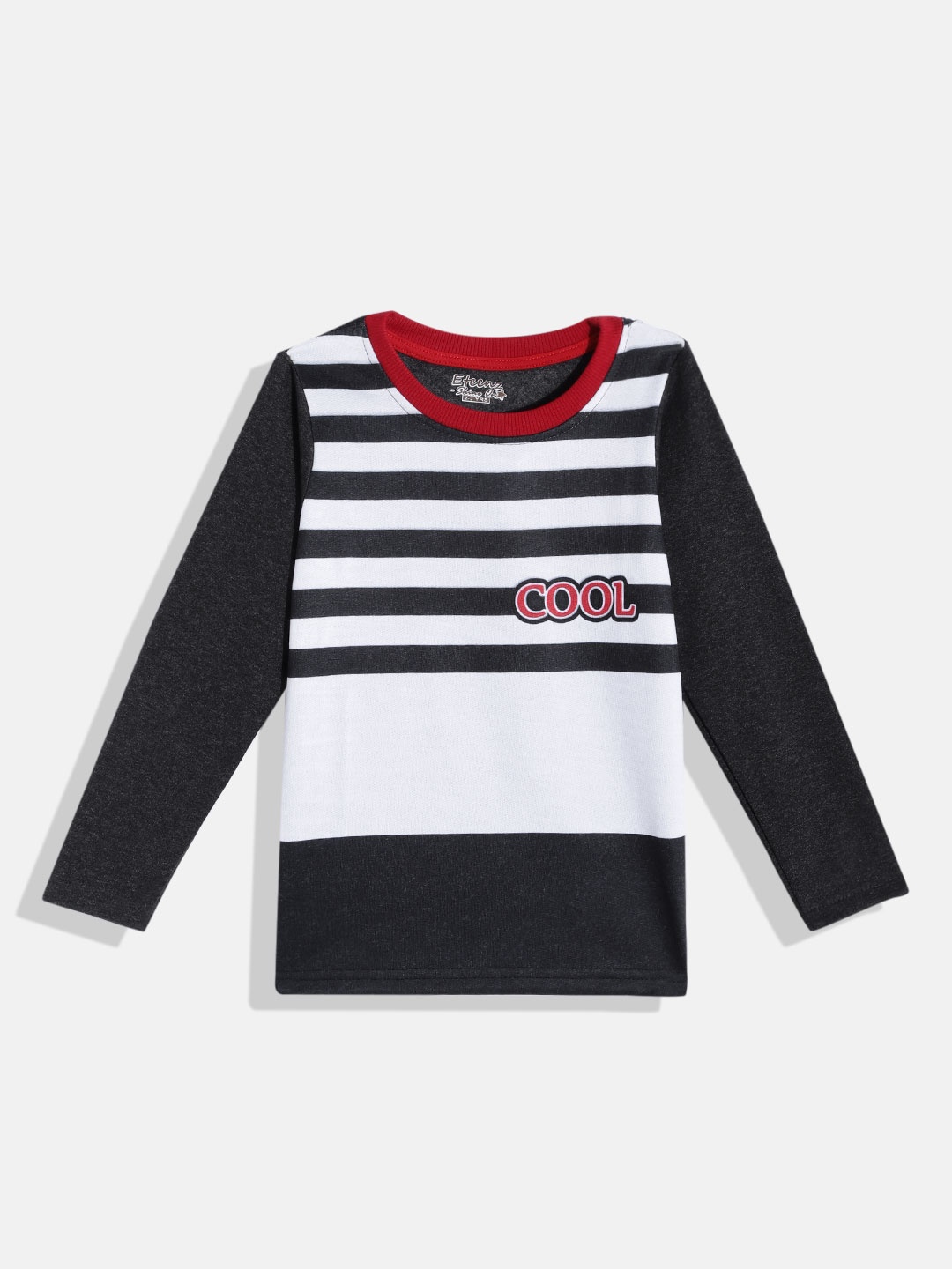 

Eteenz Boys Charcoal Black Striped Sweatshirt