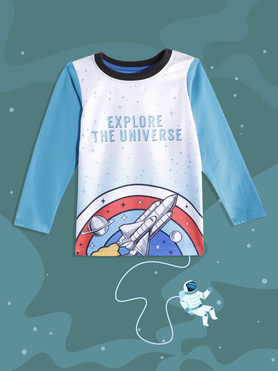 

Eteenz Boys White & Blue Printed Sweatshirt