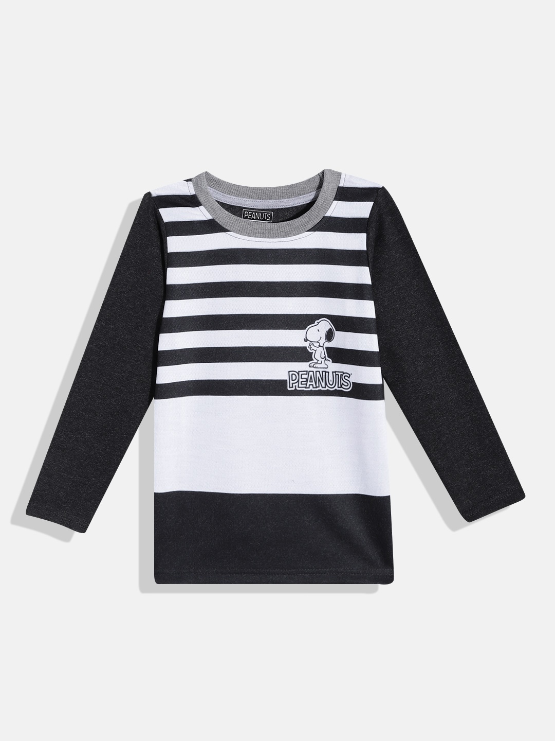 

Eteenz Boys Charcoal Black Striped Peanuts Detail Sweatshirt