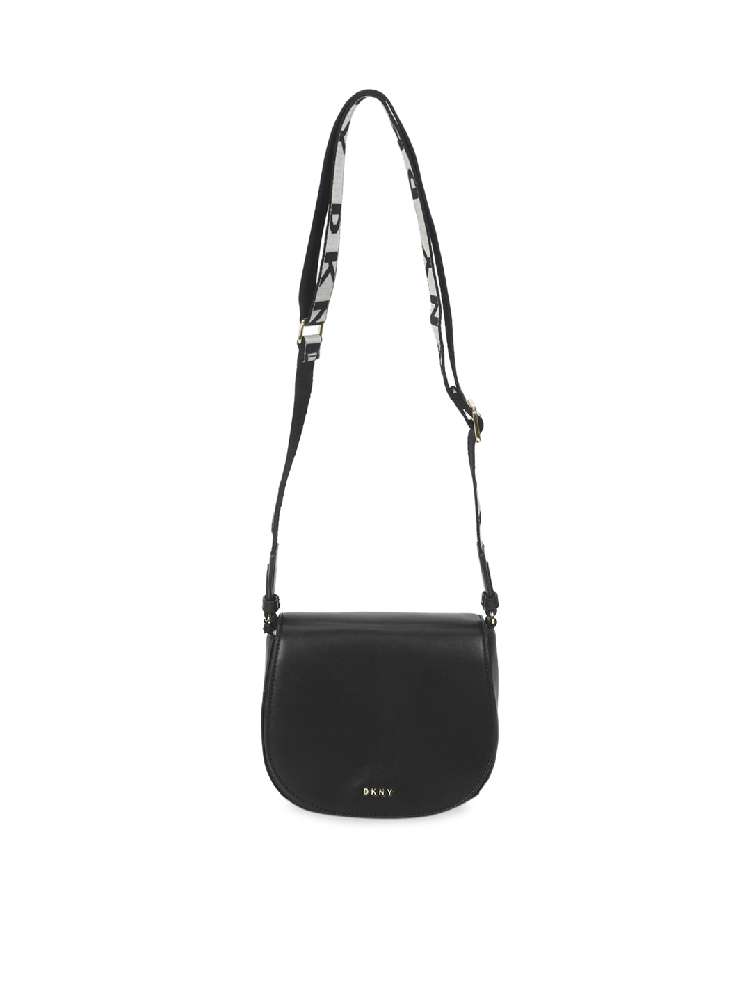 

DKNY Black Leather Structured Sling Bag