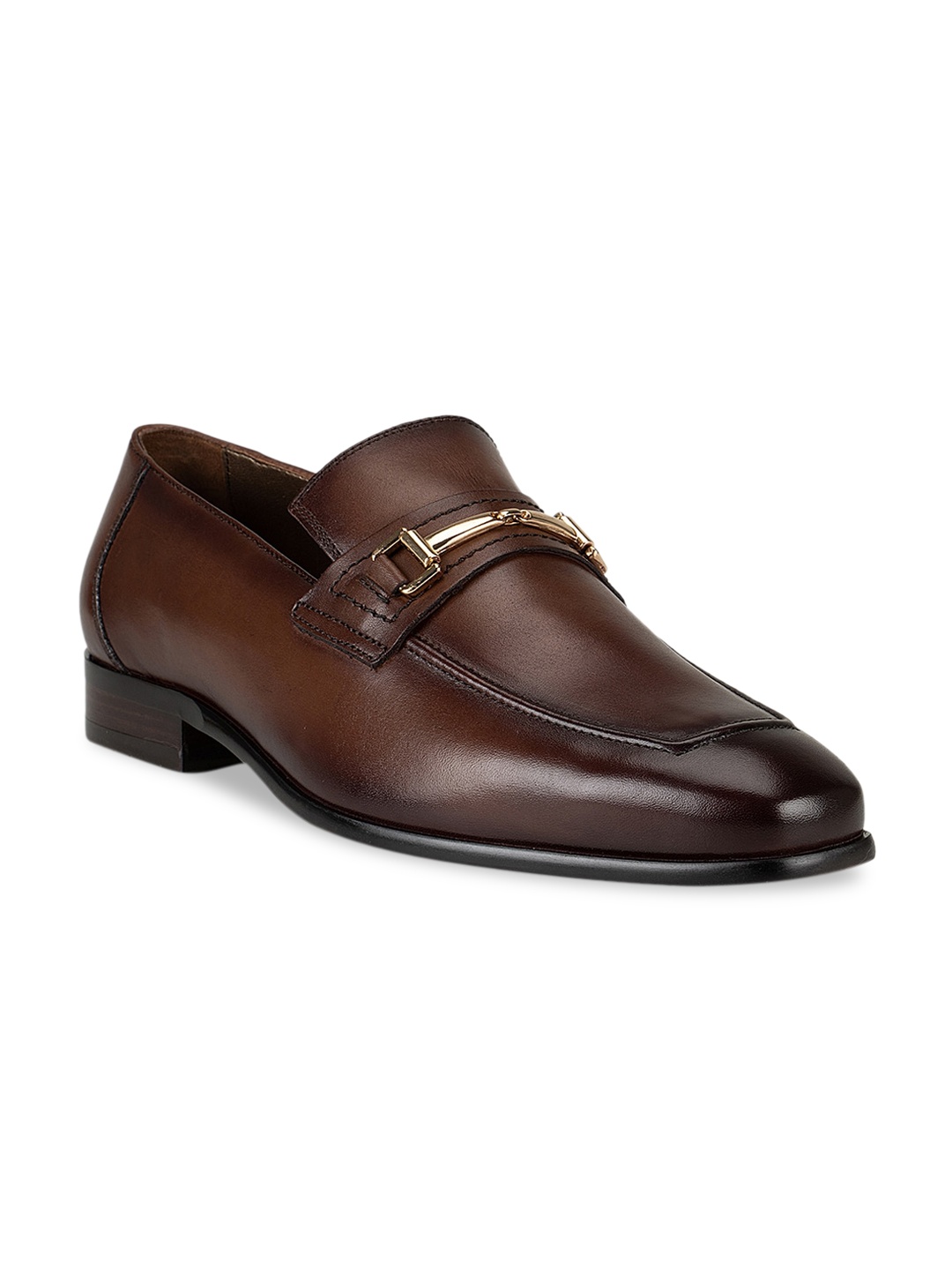 

ROSSO BRUNELLO Men Brown Solid Leather Formal Loafers