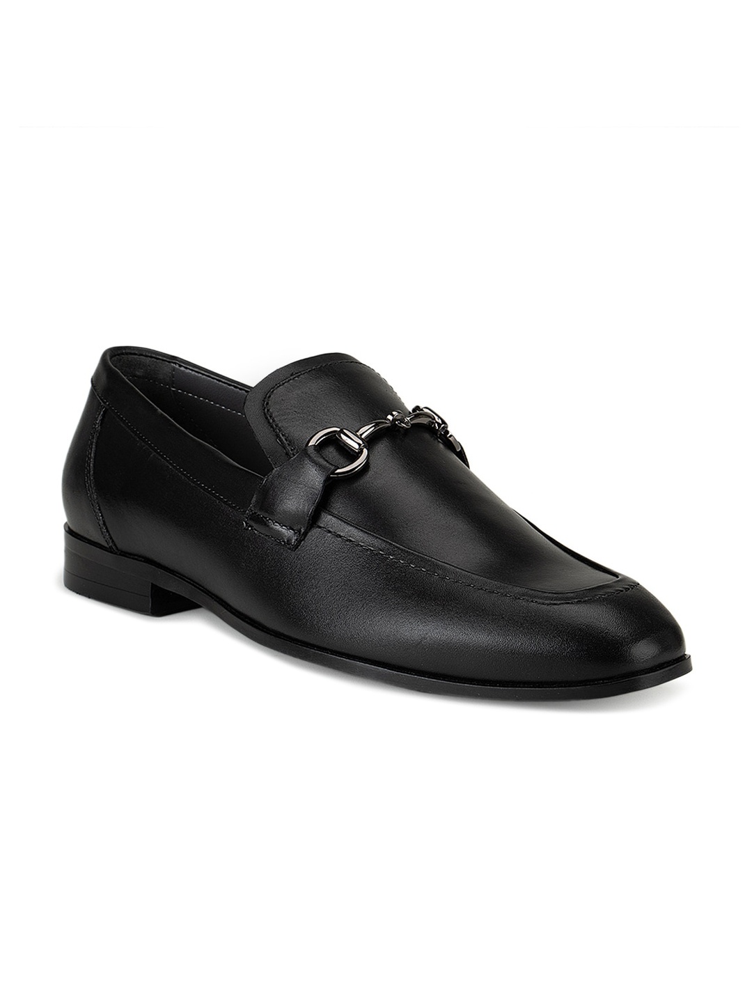 

ROSSO BRUNELLO Men Black Solid Leather Formal Loafers