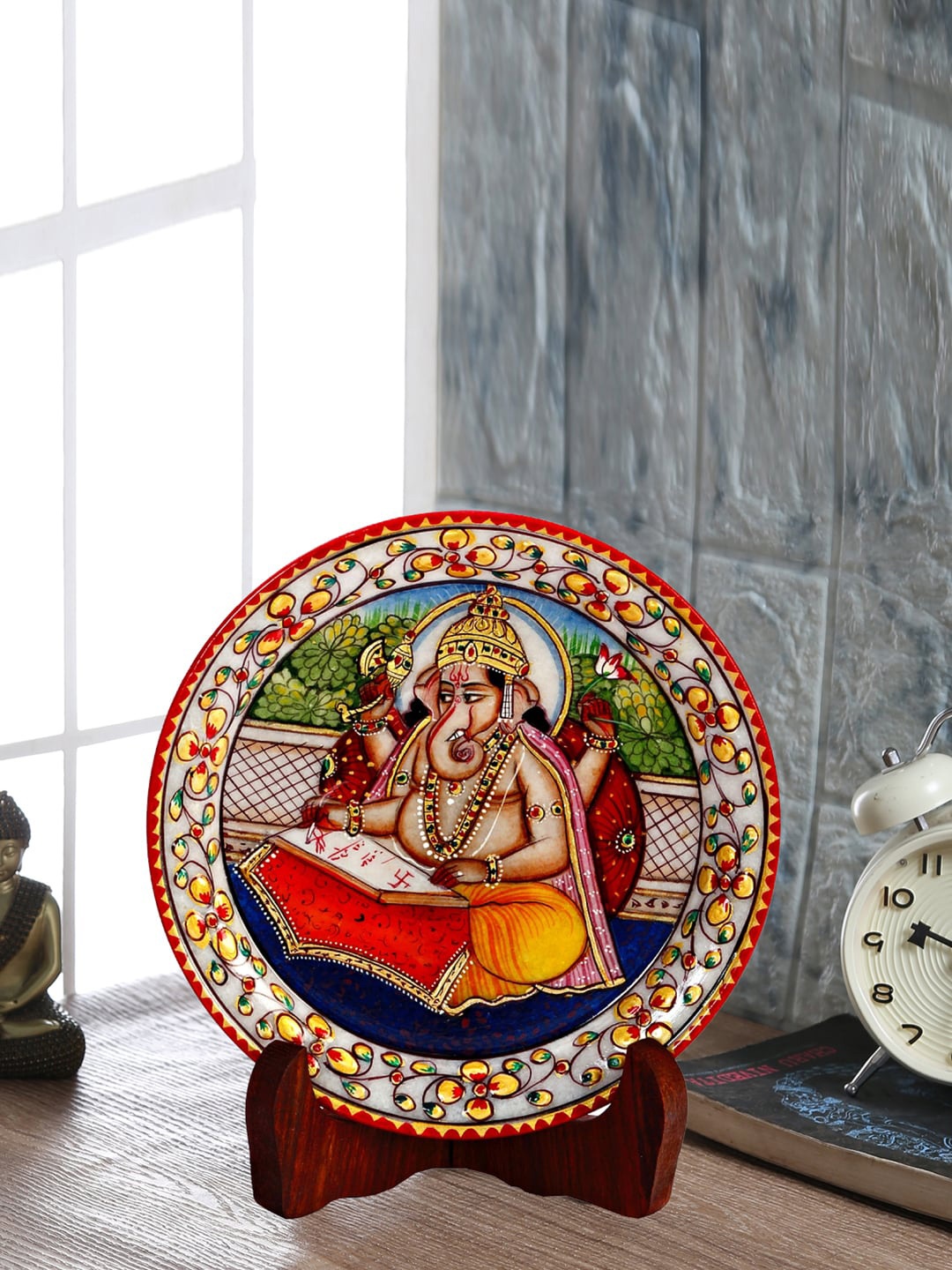 

Aapno Rajasthan Multicolored Marvel In Marble Lord Ganesh Painiting, Multi