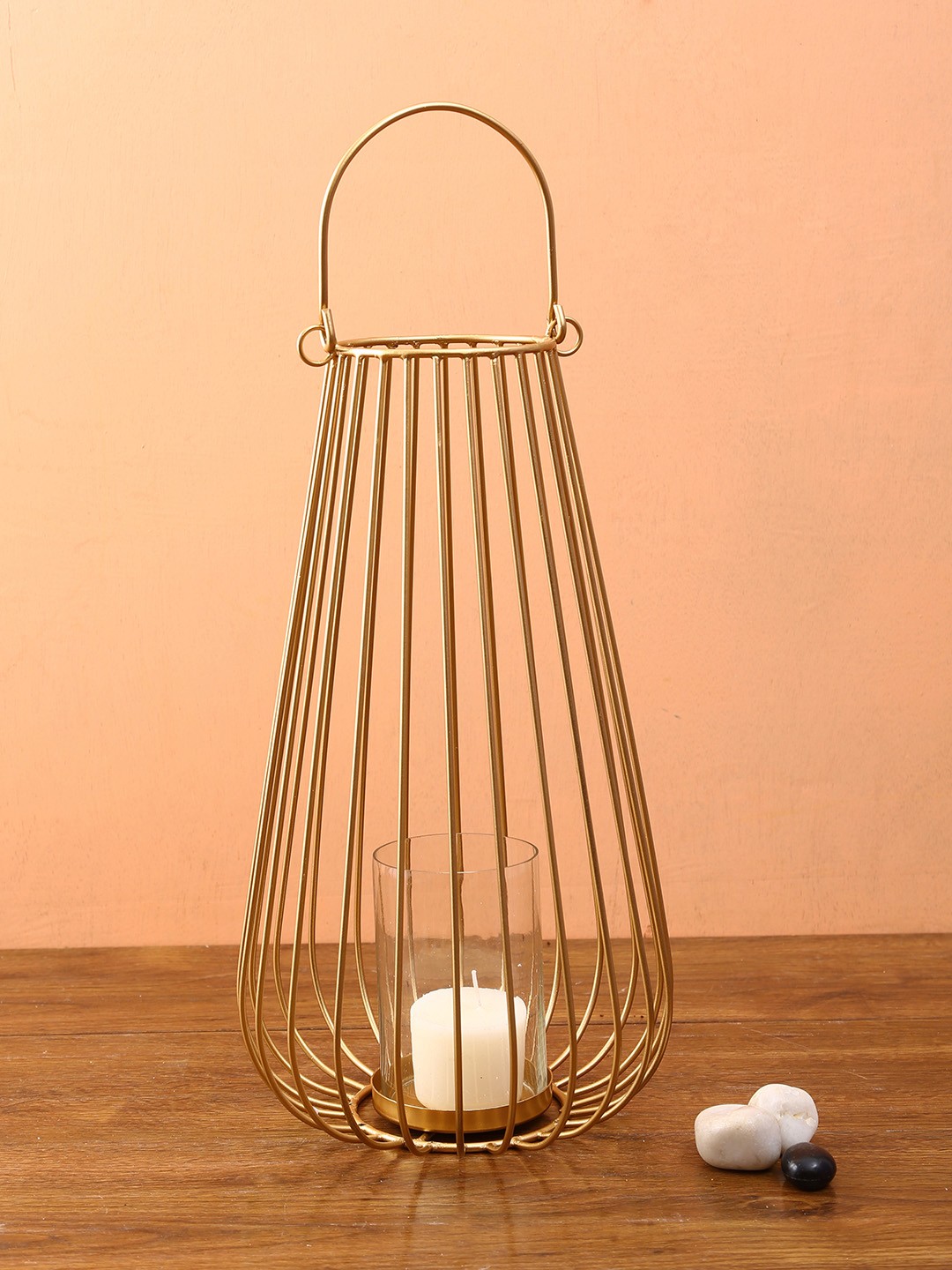 

Aapno Rajasthan Gold Lantern Shape Tealight Holder