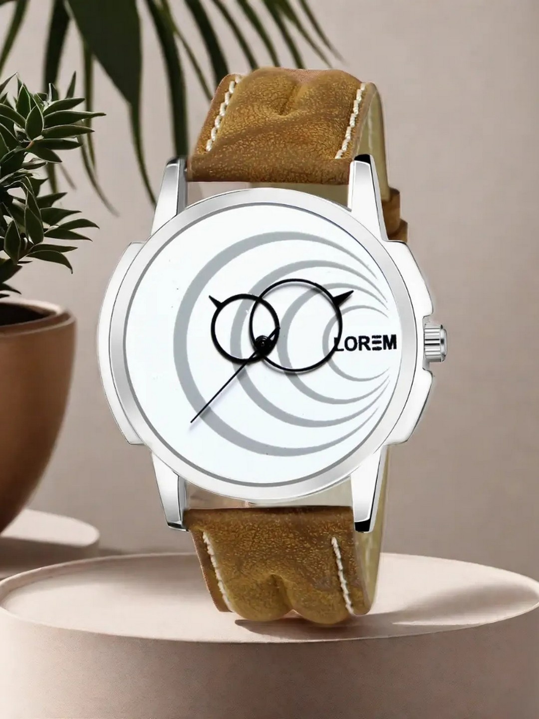 

LOREM Men White Dial & Brown Leather Straps Analogue Watch - LR63