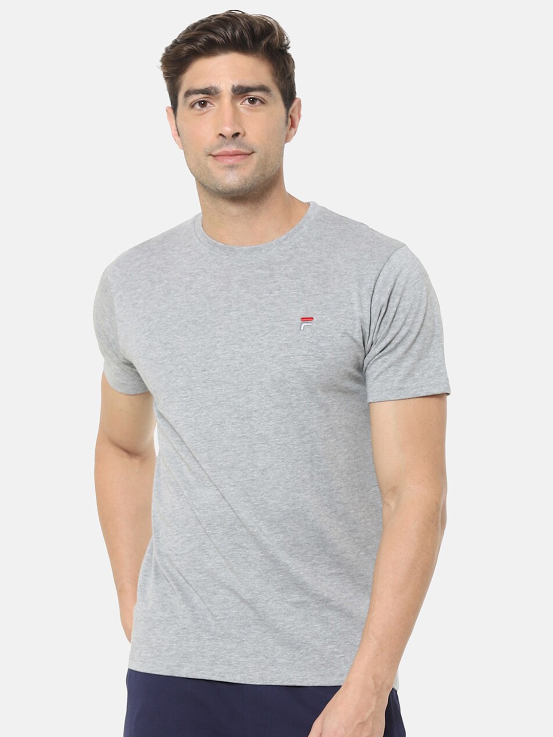 

FILA Men Grey Solid T-shirt