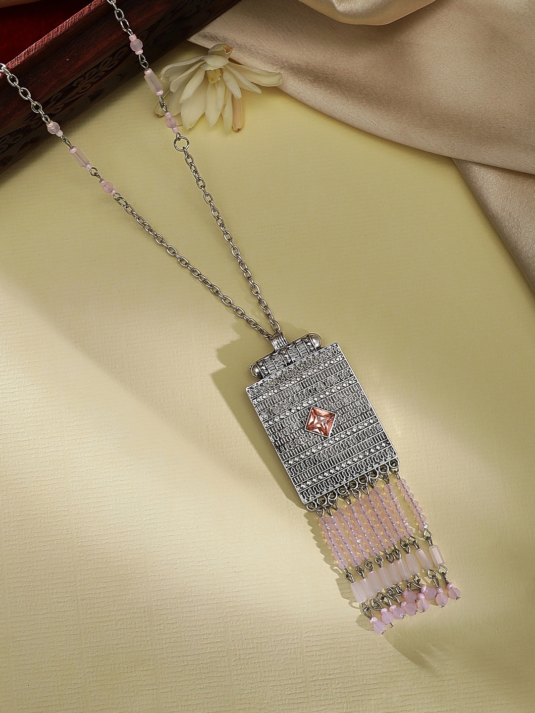

Anouk Silver-Plated & Pink Oxidised Necklace