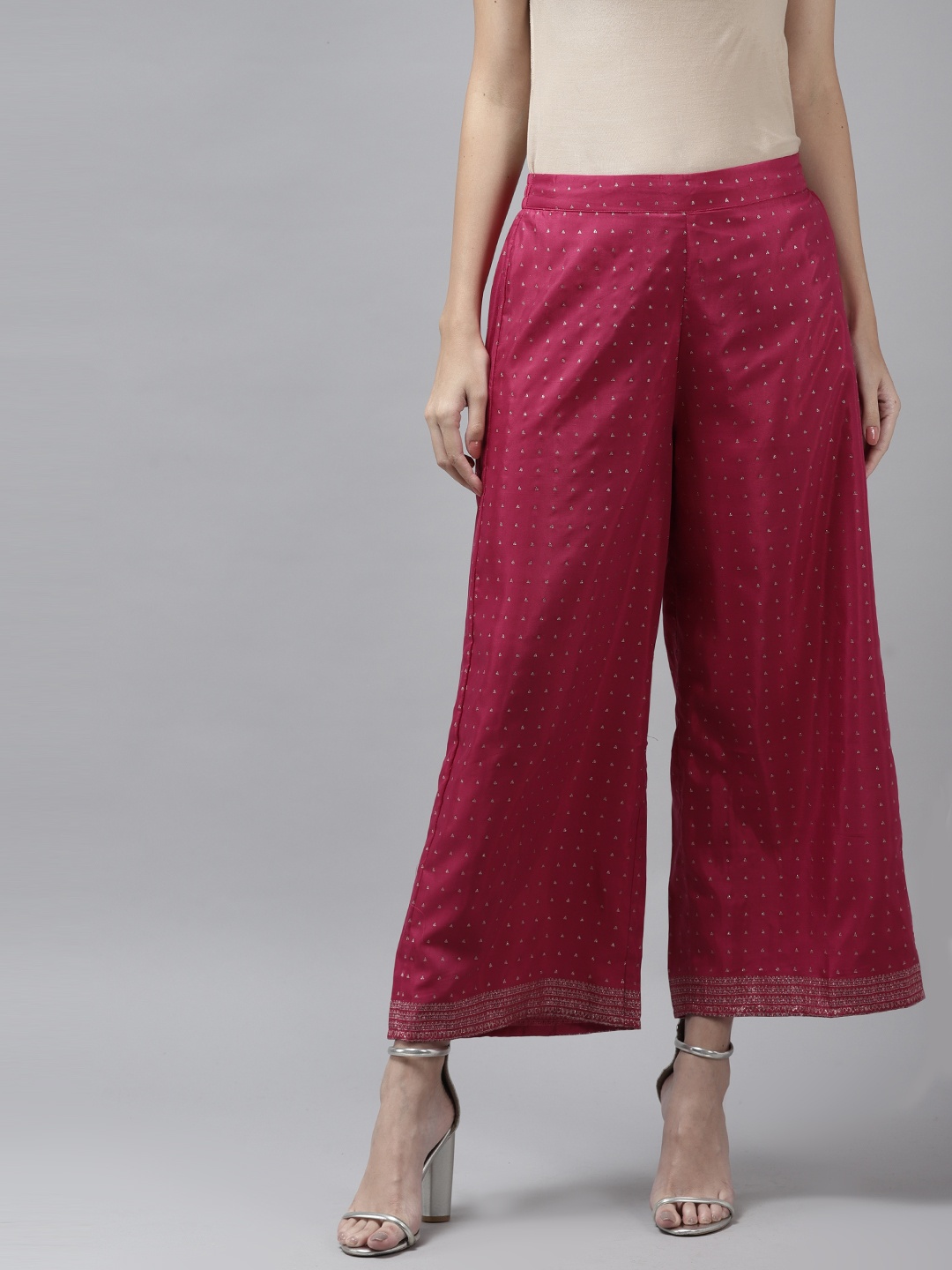 

W Women Magenta Printed Flared Ethnic Palazzos
