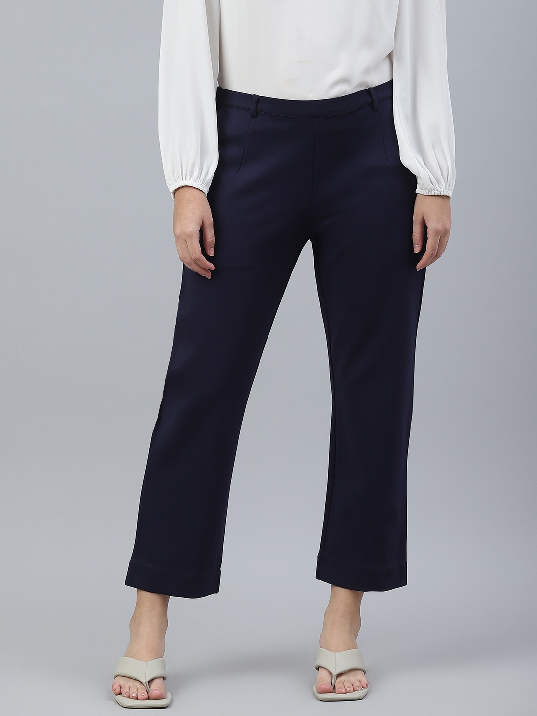 

W Women Navy Blue Solid Trousers