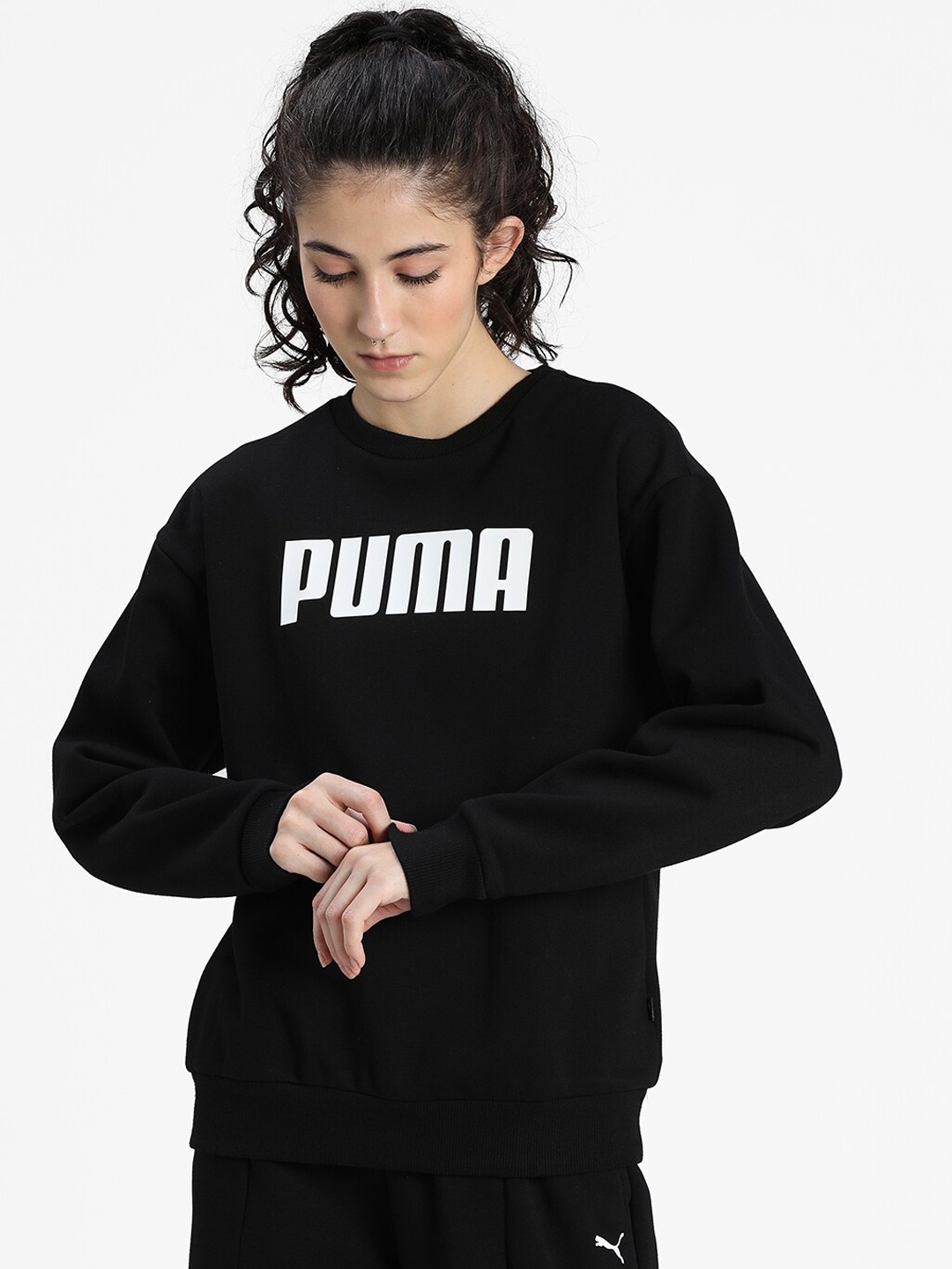 

Puma Women Black Essentials Crew Neck Fleece Sweater