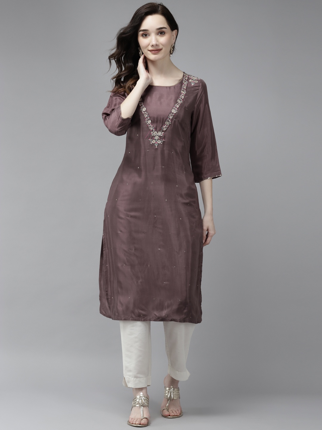 

W Women Brown Printed Kurta