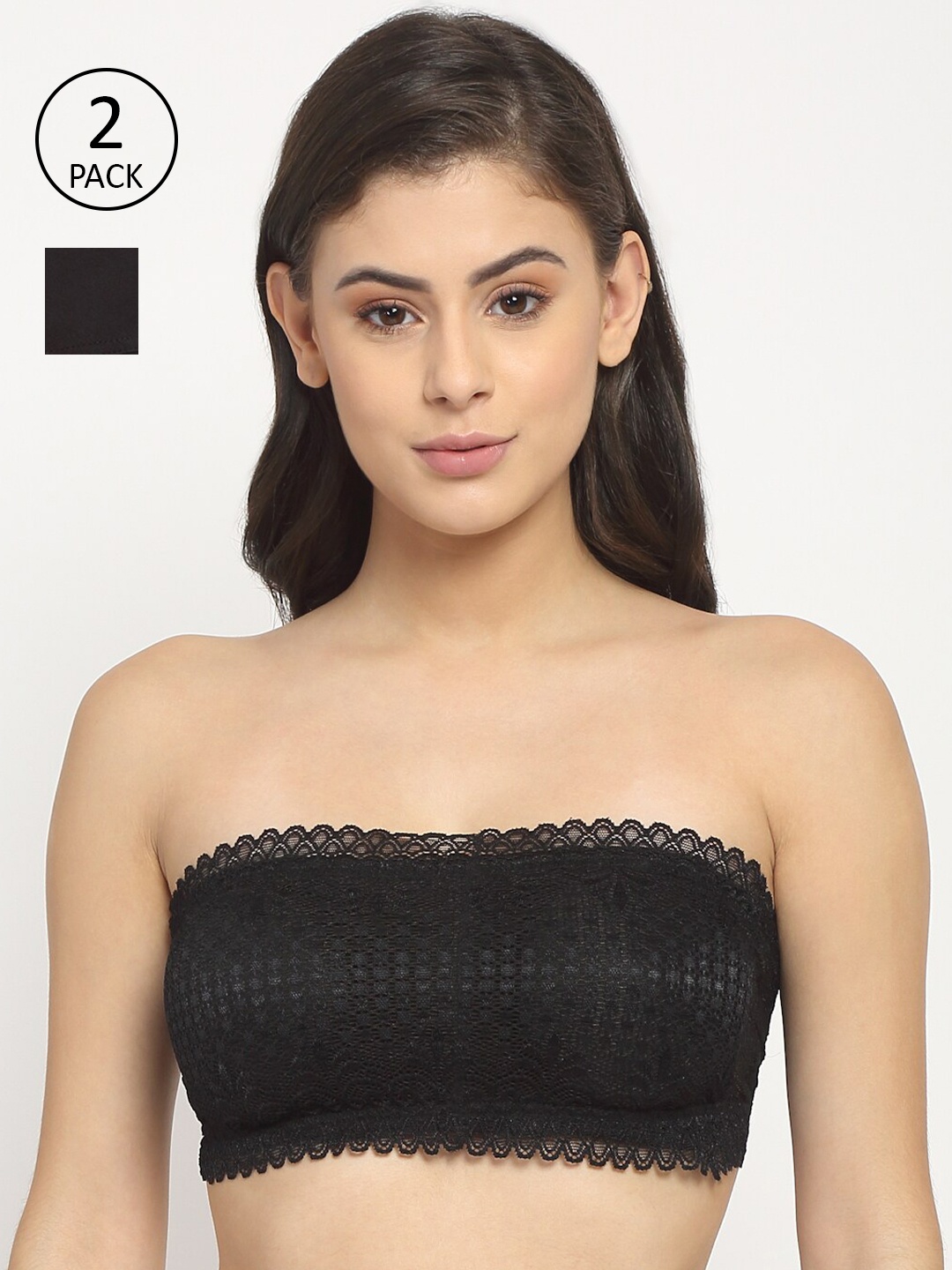 

Friskers Pack of 2 Black Non Wired medium Coverage T-shirt Bra