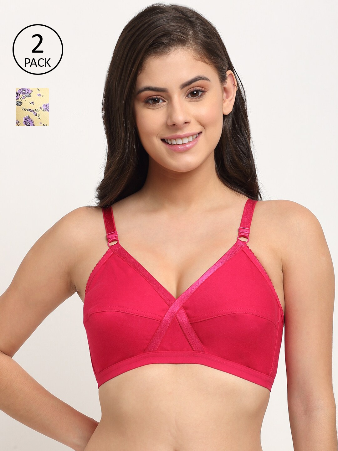 

Friskers Yellow & Pink Pack of 2 Balconette Bras - Lightly Padded