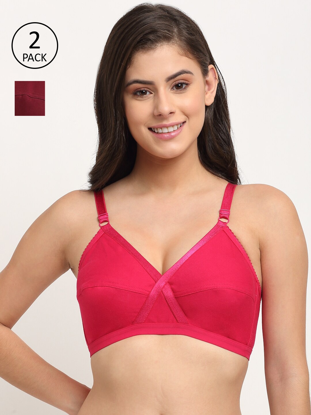 

Friskers Maroon & Magenta Set Of 2 Balconette Bras