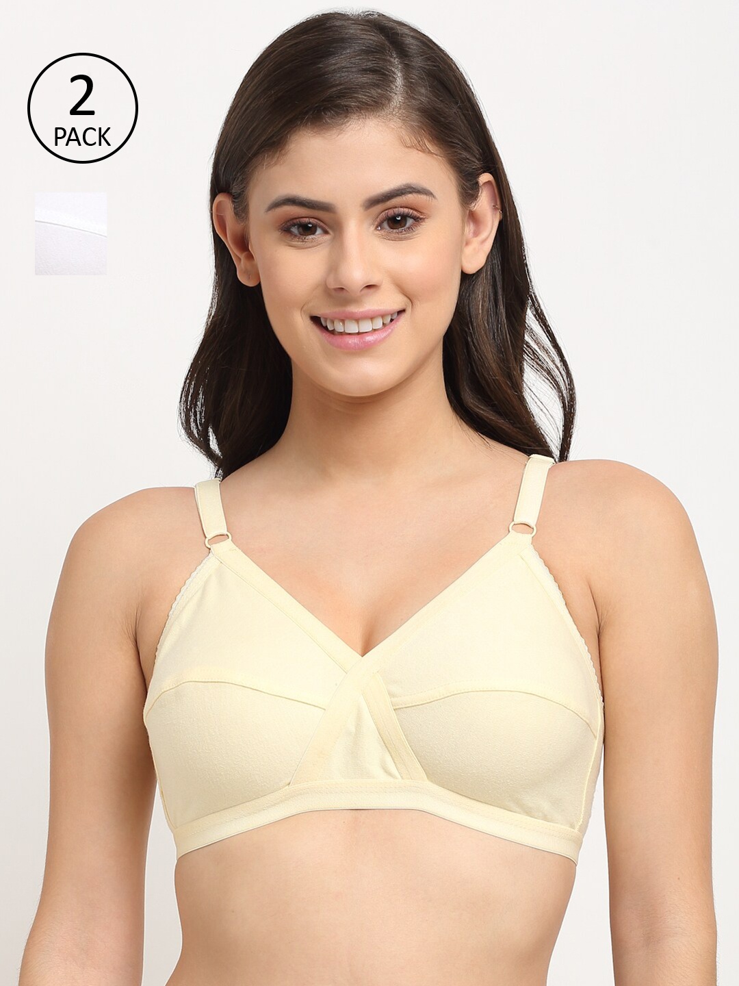 

Friskers Women Set of 2 Premium Cotton Non Padded Bra, White