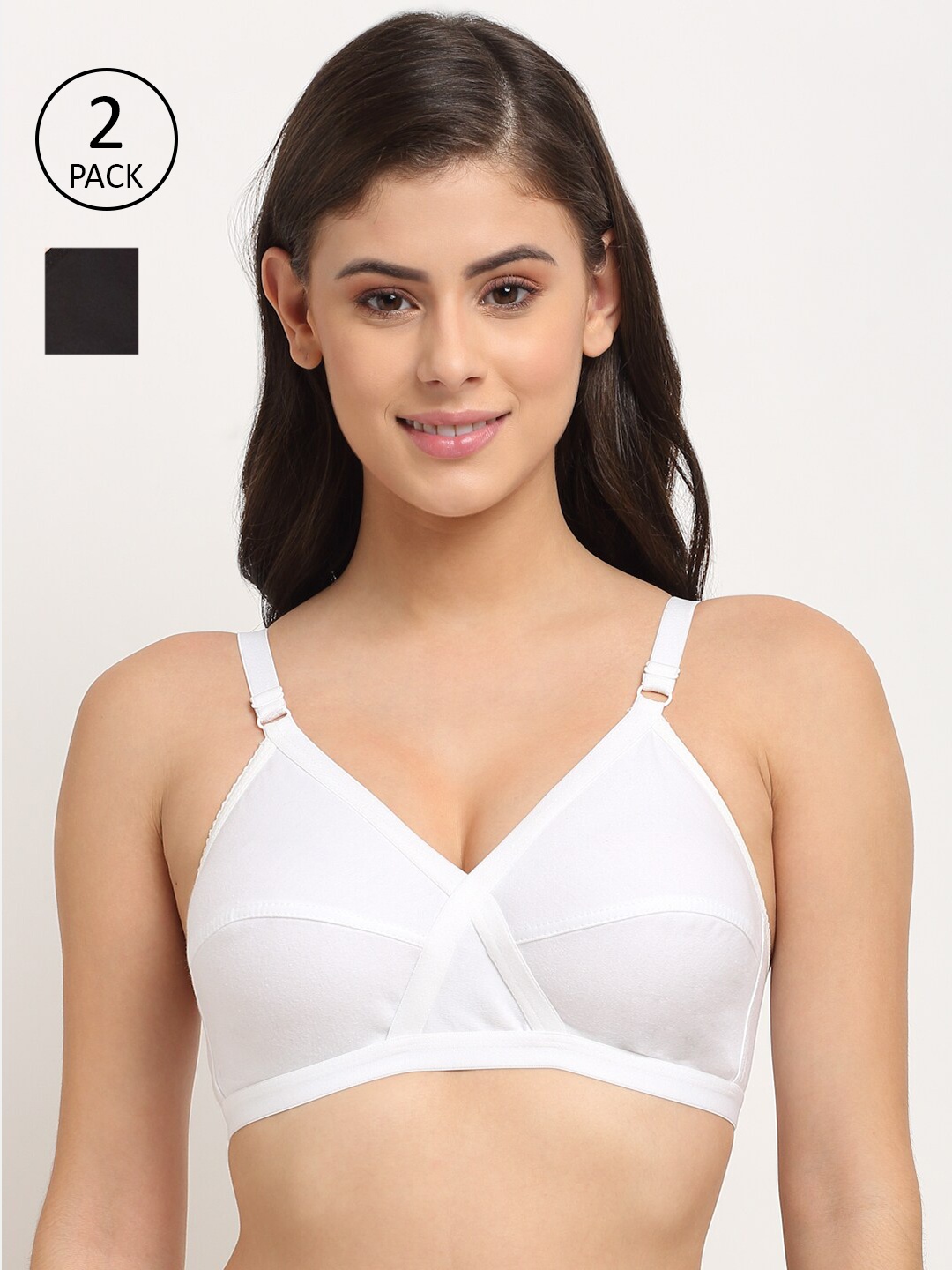 

Friskers Pack Of 2 White & Black Everyday Bra