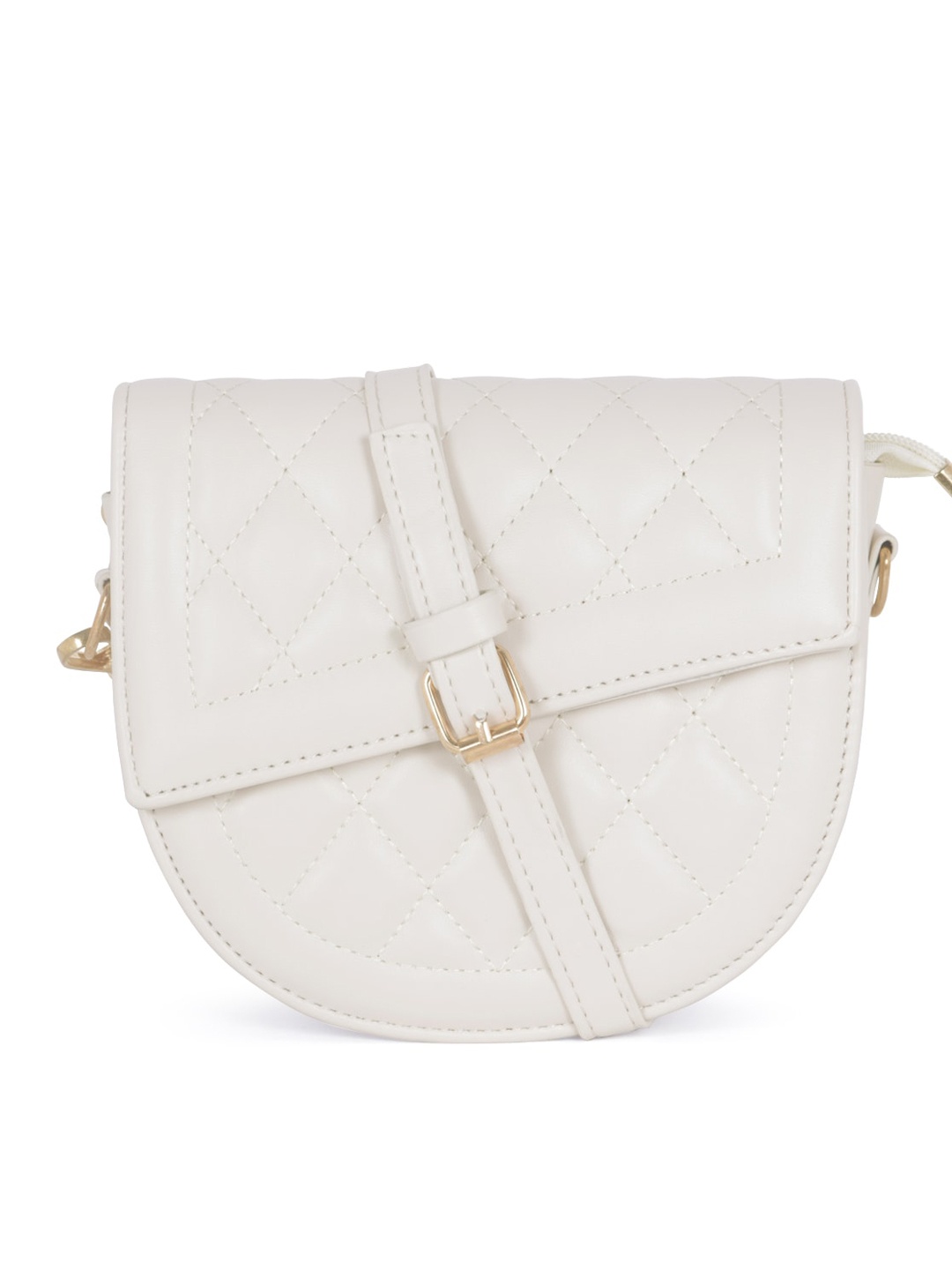 

London Rag White Textured Structured Sling Bag with Quilted