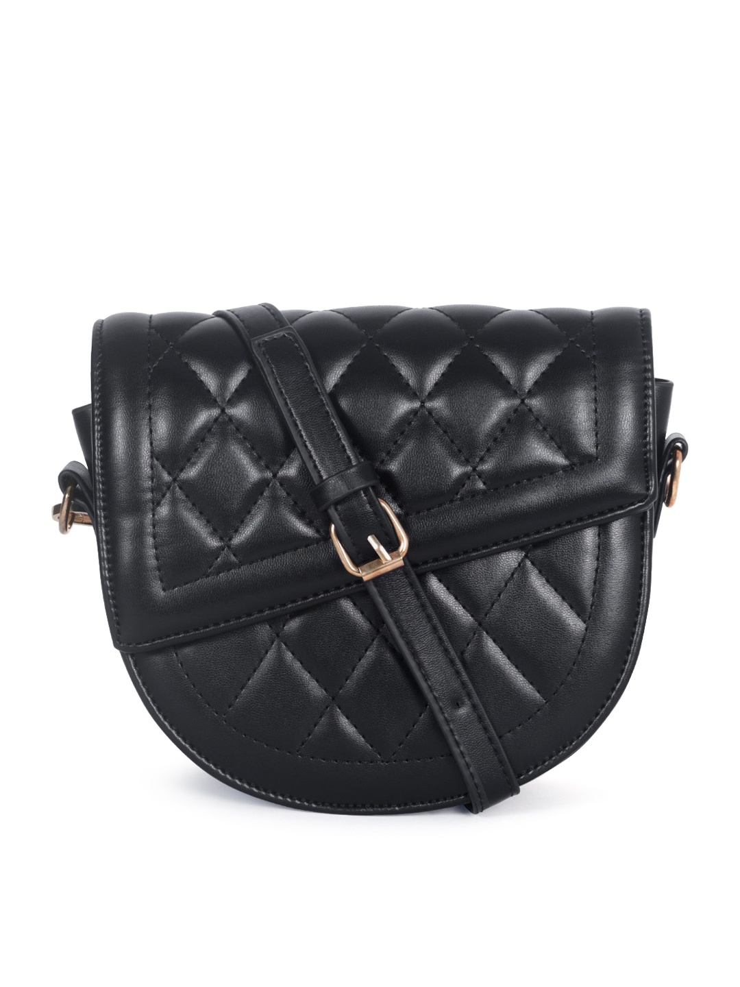 

London Rag Black Structured Sling Bag with Quilted