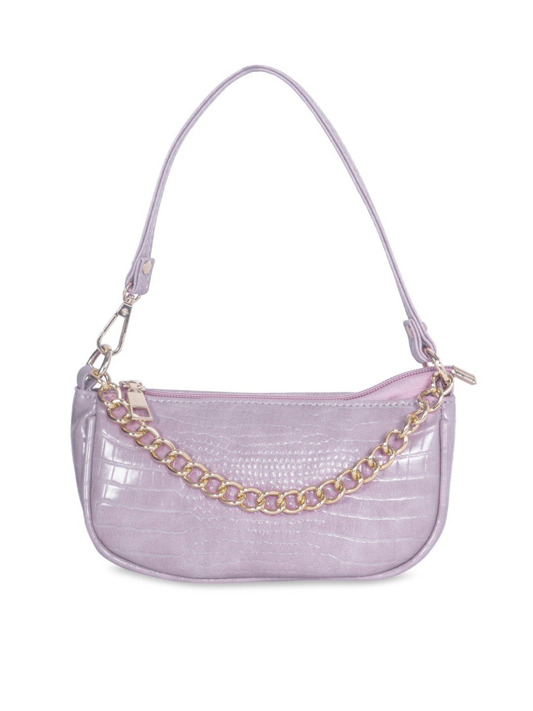 

London Rag Lavender Animal Textured Half Moon Shoulder Bag