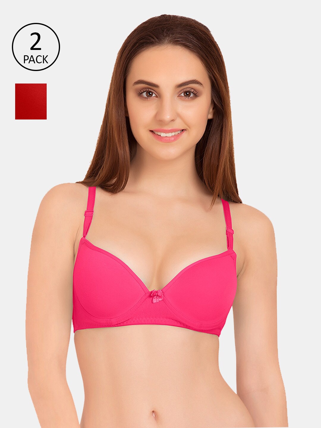 

Tweens Pack of 2 Pink & Red Underwire Medium Coverage Push Up Bra TW-91704-DPK
