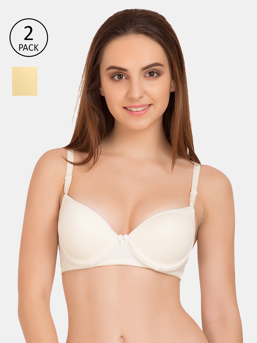 

Tweens Pack of 2 Off White & Beige Push-Up Bras Underwired Heavily Padded