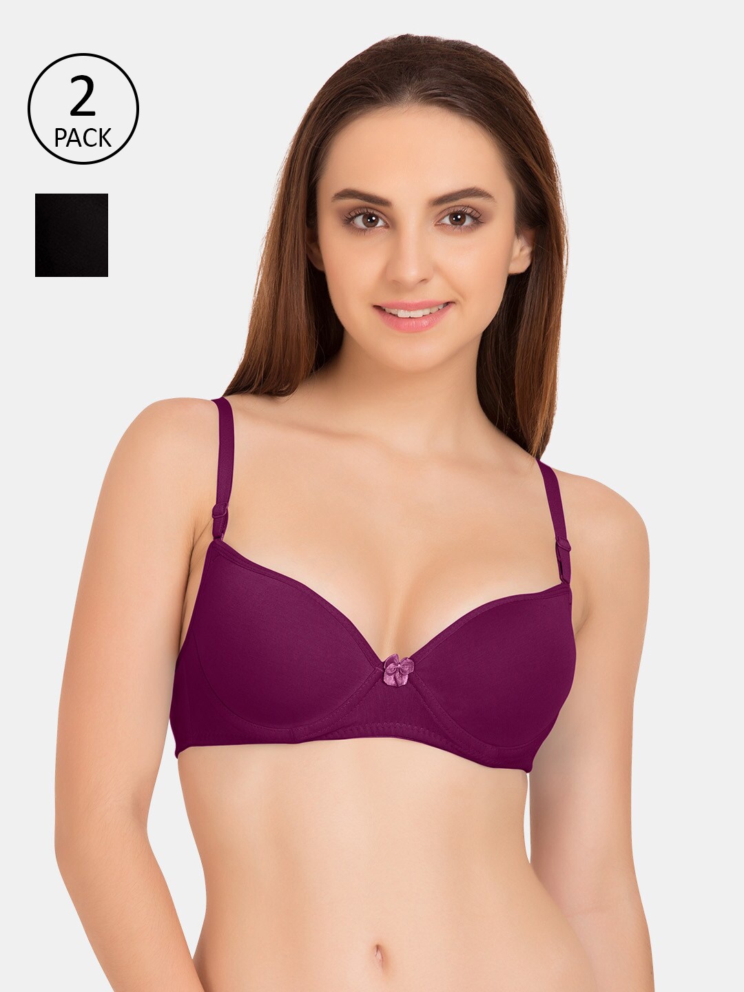 

Tweens Magenta & Black Pack of 2 Push-Up Bra Underwired Heavily Padded