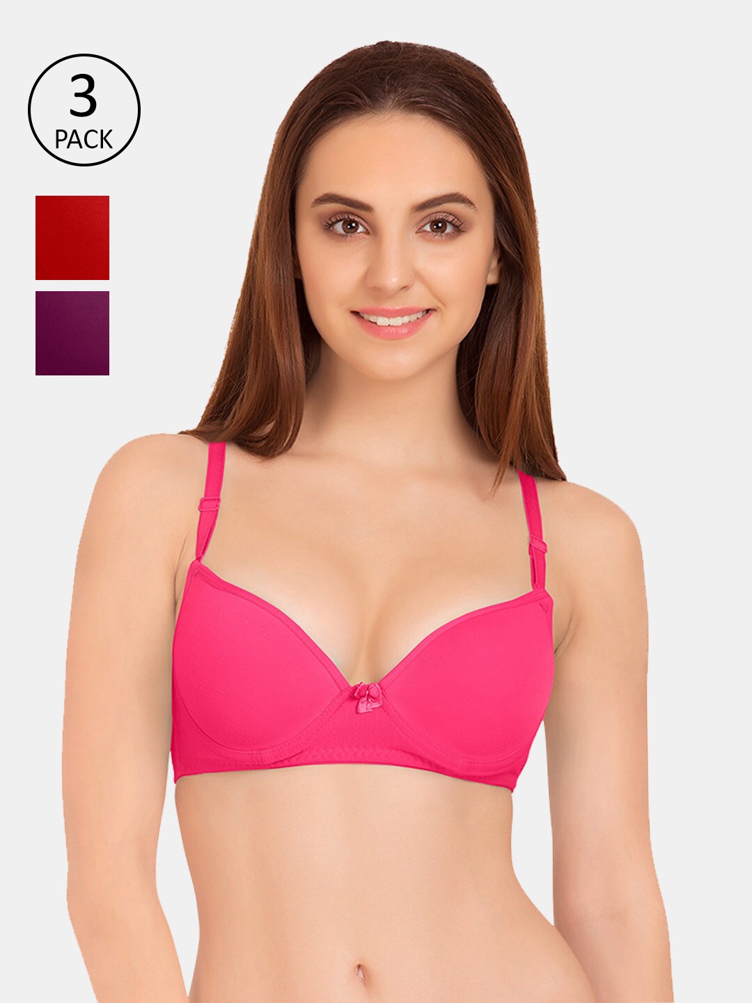

Tweens Pink & Purple Set of 3 Push-Up Bra - Underwired Heavily Padded