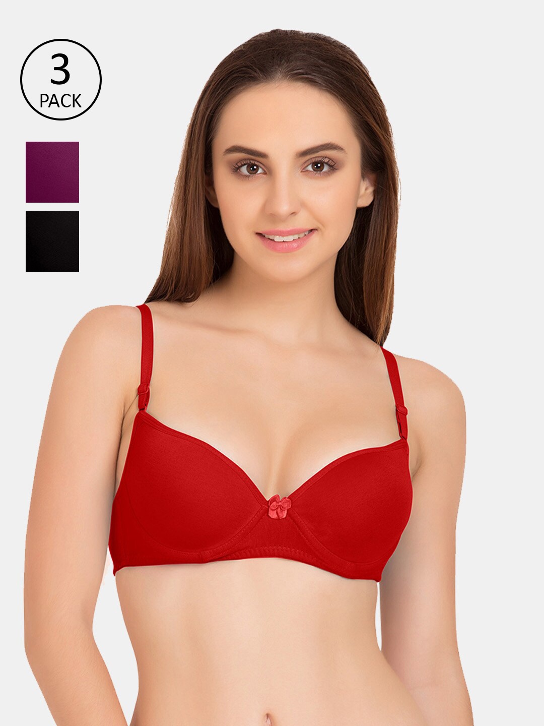 

Tweens Pack of 3 Push-Up Bra Underwired Heavily Padded, Red