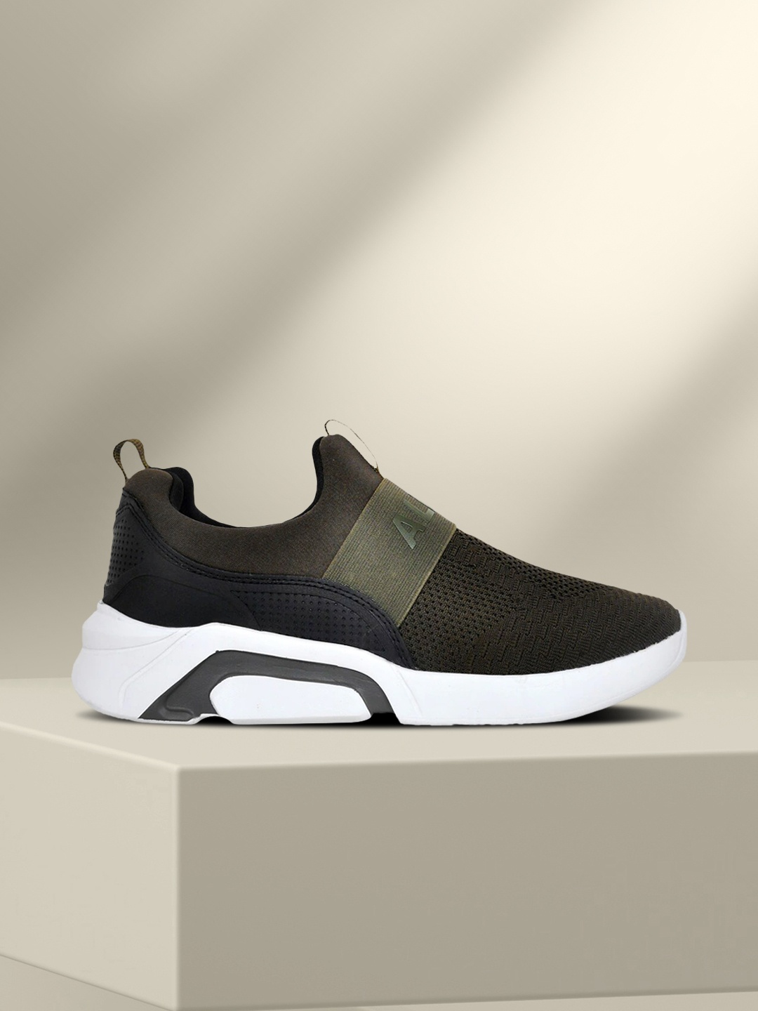 

Allen Cooper Men Olive Green Mesh Running Non-Marking Shoes