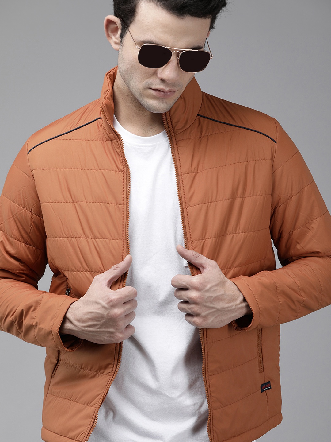 

SPYKAR Men Rust Orange Solid Insulator Padded Jacket