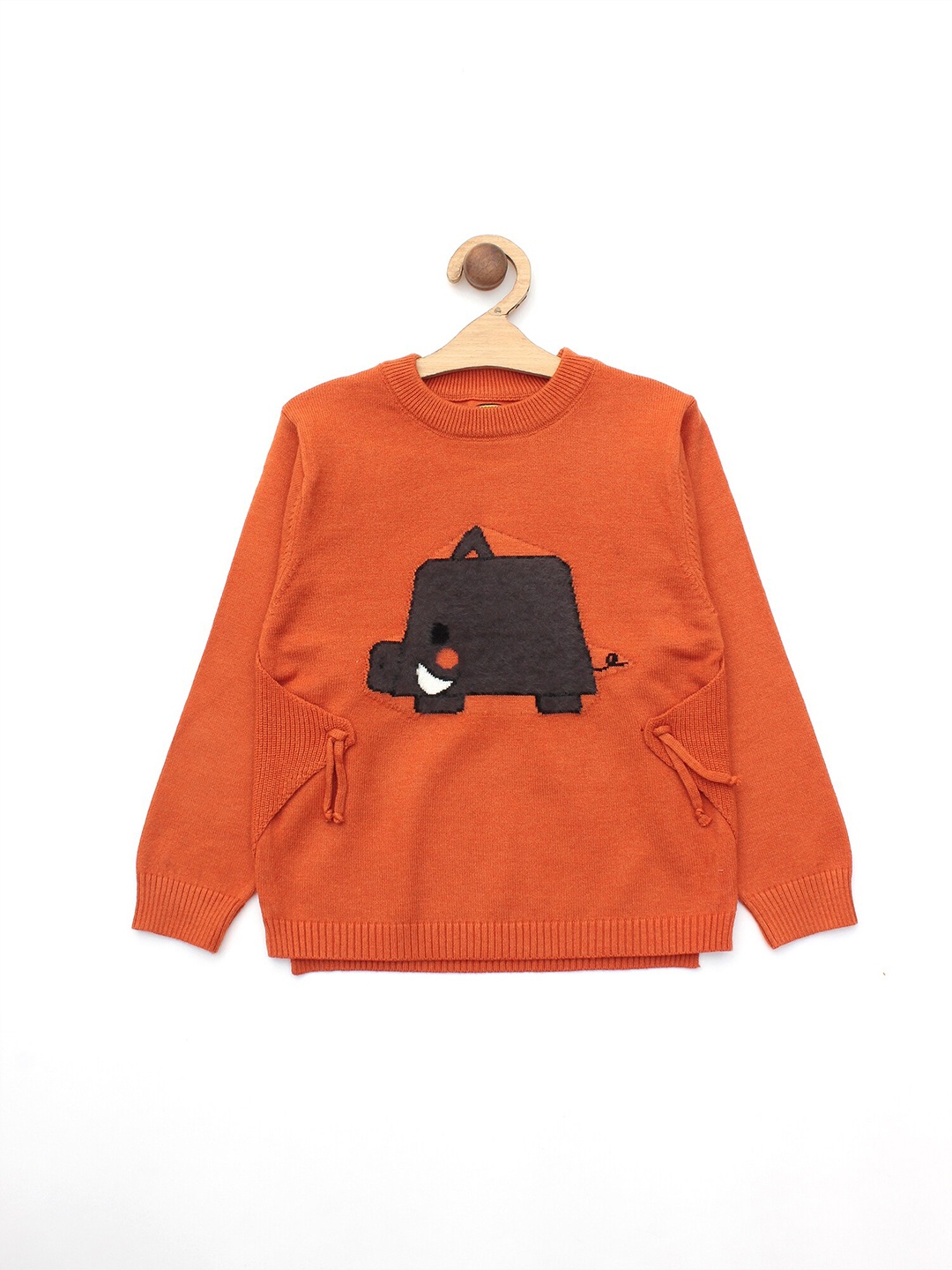 

Lil Lollipop Unisex Kids Orange Round Neck Sweater