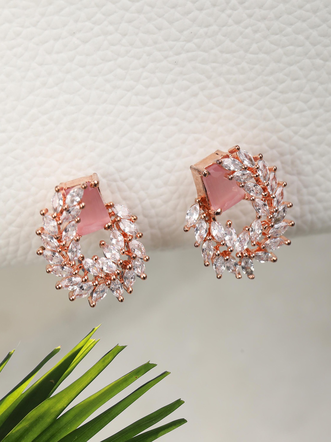 

Priyaasi Pink & White Contemporary Studs Earrings