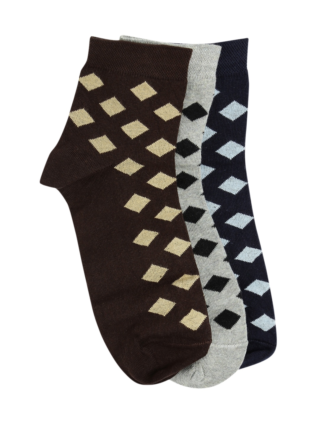 

Mast & Harbour Men Set of 3 Above Ankle-Length Socks, Brown