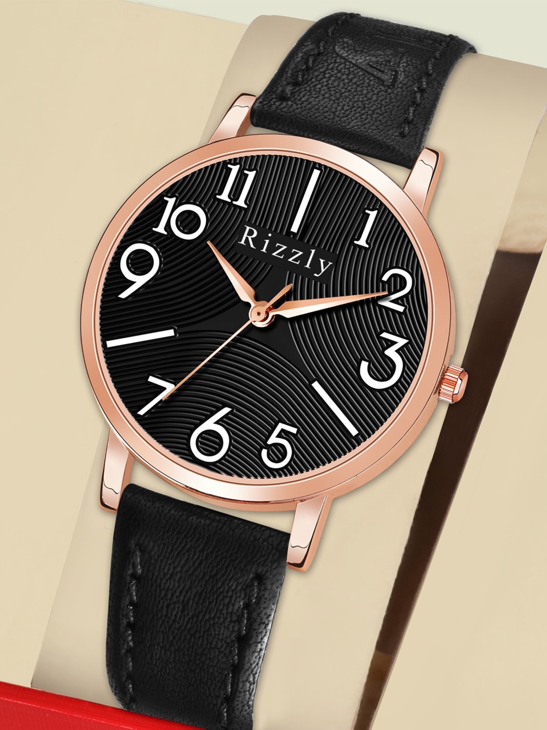 

Rizzly Women Black Brass Dial & Black Leather Straps Analogue Watch RZ-148-Black