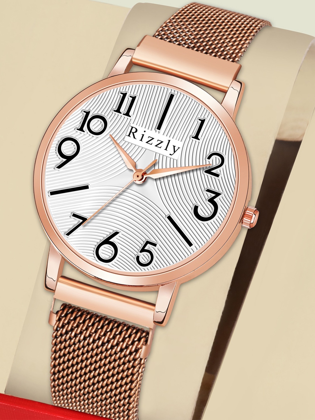 

Rizzly Women White Brass Printed Dial & Rose Gold Toned Straps Analogue Watch RZ-149