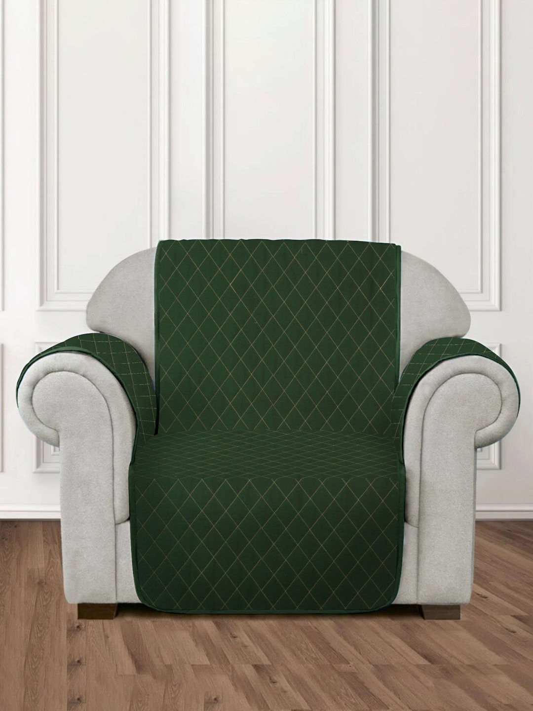 

Rajasthan Decor Green 1 Seater Quilted Cotton Sofa Cover