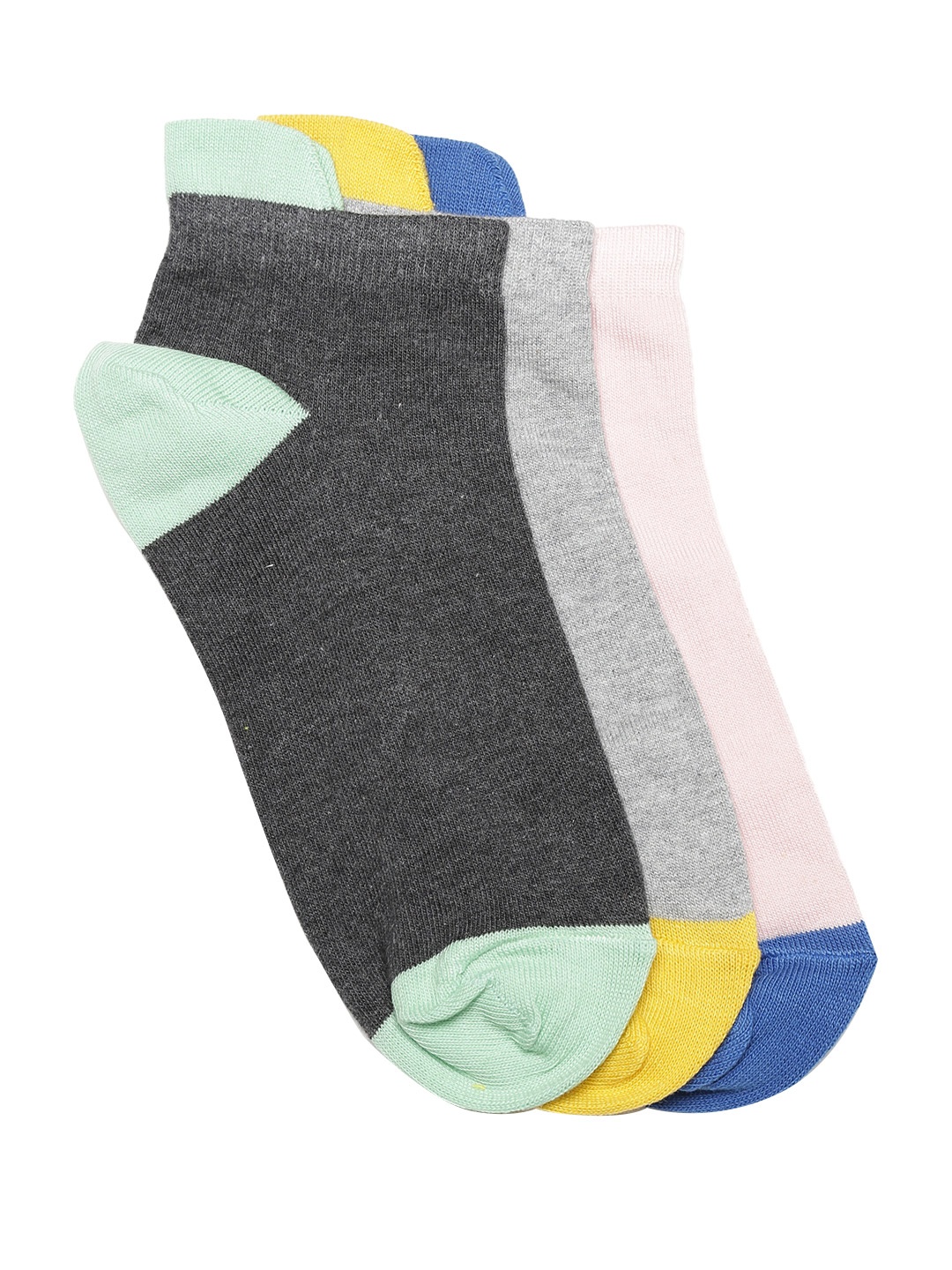 

DressBerry Women Pack of 3 Ankle-Length Socks, Grey melange